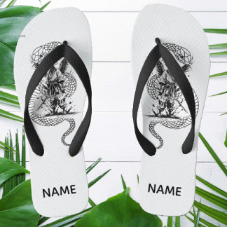 Chinelos Snake Skull Flip-Flops – Gothic Tattoo Style Shoes