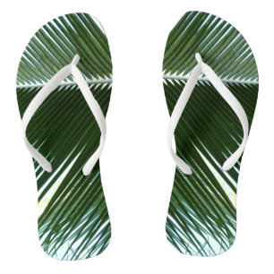 Chinelos Sobreposição das bordas das palmas Abstrato Verde 