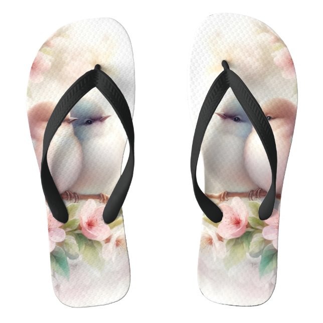 Chinelos Spring Love Birds Cherry Blossom Floral (Pé da cama)