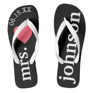 Chinelos Sr. e Sra. Honeymoon Personalizada com Heart
