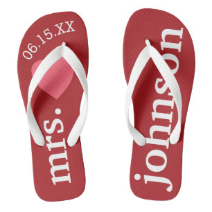 Chinelos Sr. e Sra. Honeymoon Personalizada com Heart