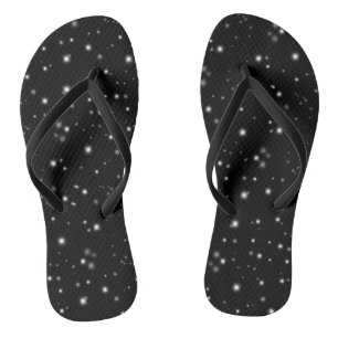 Chinelos Starlight Sparkles Black and White Stars