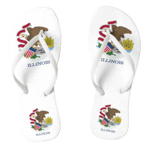 Chinelos Straps Slim Adultos com Bandeira de Illinois, EUA