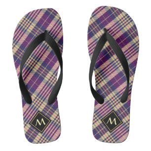 Chinelos Tartan roxo, Dourado e azul