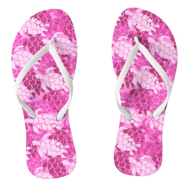 Chinelos Tartaruga do Mar Honu Havaiana Tapa Rosa (Pé da cama)