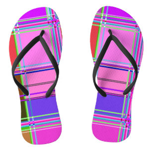 Chinelos Tecido Xadrez Rosa Padrão de Tecido Madras