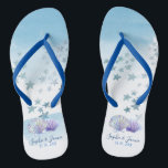 Chinelos Tema de cor de água Flipflops de Casamento de Prai<br><div class="desc">Tema de cor de água Flipflops de Casamento de Praia</div>