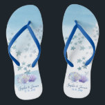 Chinelos Tema de cor de água Flipflops de Casamento de Prai<br><div class="desc">Tema de cor de água Flipflops de Casamento de Praia</div>