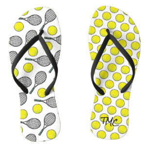Chinelos Tênis Ball Racquet Yellow White Sports