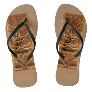 Chinelos Thunder_Cove da Escultura Tiki Dourada