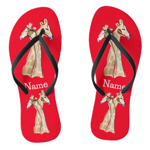 Chinelos Thunder_Cove do Casal Girafa em forma de moeda