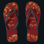 Chinelos Tia da Bride Dark Burgundy e Dourada Folhagem<br><div class="desc">Esta linda tia da Bride, aranha escura e chinelos de folhagem dourada tem um fundo burgundy escuro que é adornada com um intrincado padrão verde floral de ouro e uma personalizável tipografia moderna. A combinação da burgundia rica com o ouro shimmering cria uma estética elegante e luxuosa. É um belo...</div>