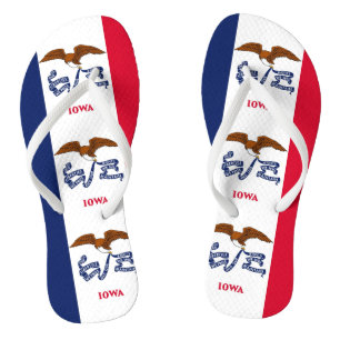 Chinelos Tirantes adultos finos com a bandeira de Iowa, EUA