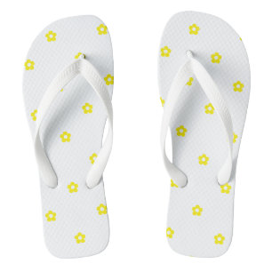 Chinelos Tirantes Brancas Estampadas com Flor Amarela da Pr