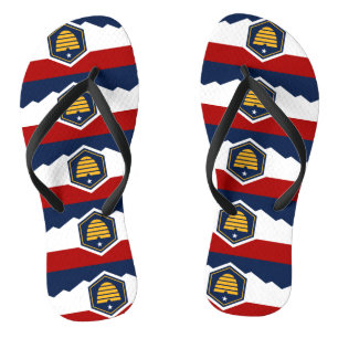 Chinelos Tiras Finas para Adultos com a Bandeira de Utah, E