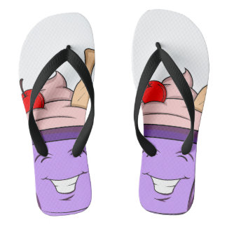 Chinelos Tongs estivales avec motif glace kawaii et visage