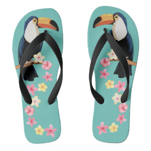 Chinelos Toucano com flores tropicais