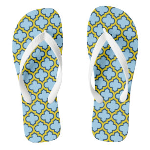 Chinelos Trellis azul e amarela, lete, quatrefoil