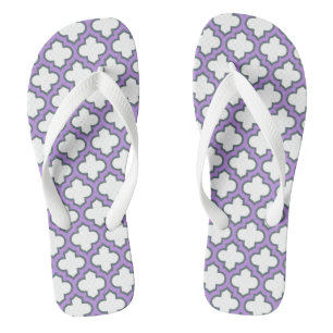 Chinelos Trellis branca e roxa, lete, quatrefoil
