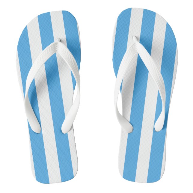 Chinelos Trendy Happy Summer Blue & White Wide Stripe (Pé da cama)