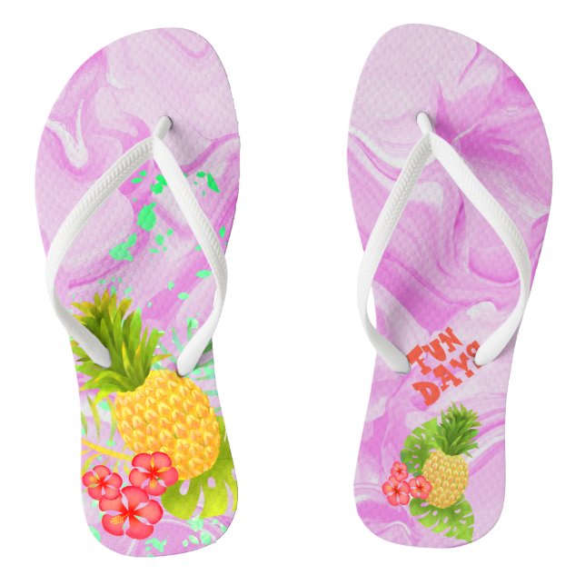 Chinelos Tropicais de Agrosão Rosa de Abacaxi (Pé da cama)