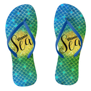 Chinelos Turquesa verde ombre Escamas de sereia Personaliza