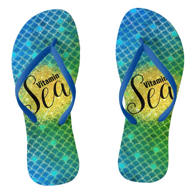 Chinelos Turquesa verde ombre Escamas de sereia Personaliza (Pé da cama)