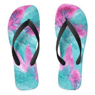 Chinelos Turquoise Pink Abstrato Havaiano