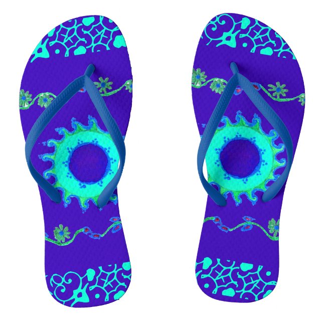 Chinelos Último verão elegante azul clássico floral (Pé da cama)