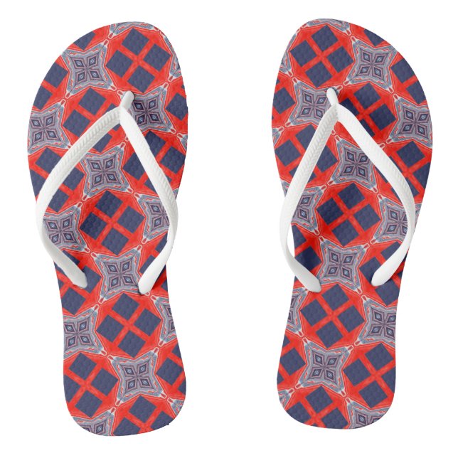 Chinelos Verão caleidoscópio Vermelho Branco Azul (Pé da cama)