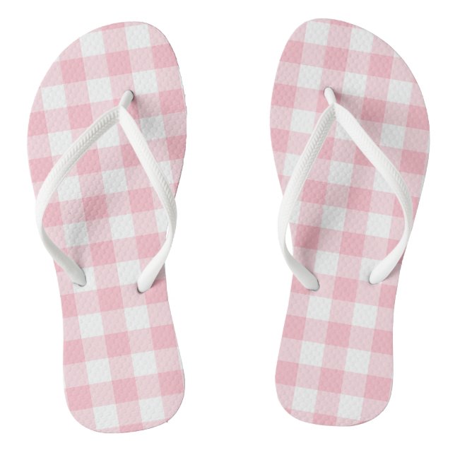 Chinelos Verificações de Gingham de grandes dimensões, rosa (Pé da cama)
