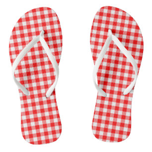Chinelos Verificações de Gingham de Tamanho Médio Vermelho