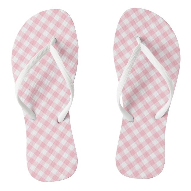 Chinelos Verificações de Gingham Diagonal de Tamanho Médio  (Pé da cama)