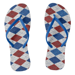 Chinelos Vermelho, Branco, Azul Argyle Glitter 4 de Julho
