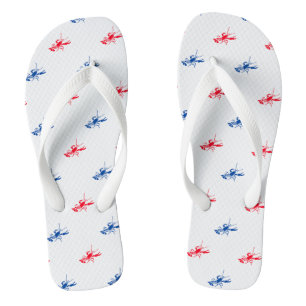 Chinelos Vermelho branco azul padrão lagosta Patriótico