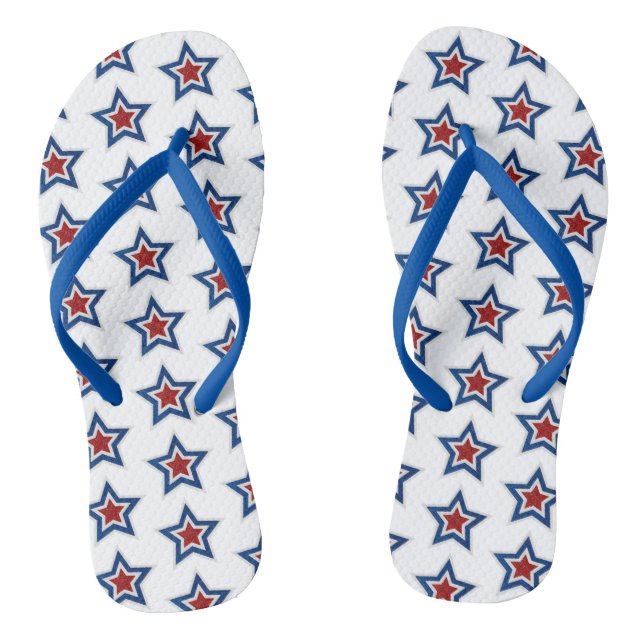 Chinelos Vermelho, Branco, Estrela Azul Glitter 4 de Julho (Pé da cama)