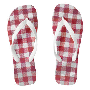 Chinelos Vermelho e branco da xadrez do búfalo