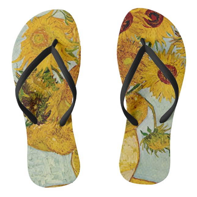 Chinelos Vincent Van Gogh 12 Girassóis Impressionista (Pé da cama)