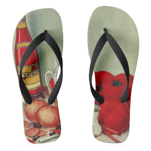 Chinelos Vintage Comida italiana Cebolas de tomate Peppers