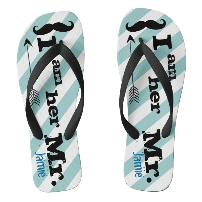 Chinelos Vintage Personalizada Eu sou Dela Sr. Stripes (Pé da cama)