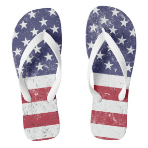 Chinelos Vintage USA Flag Patriótico Americano Red White Bl