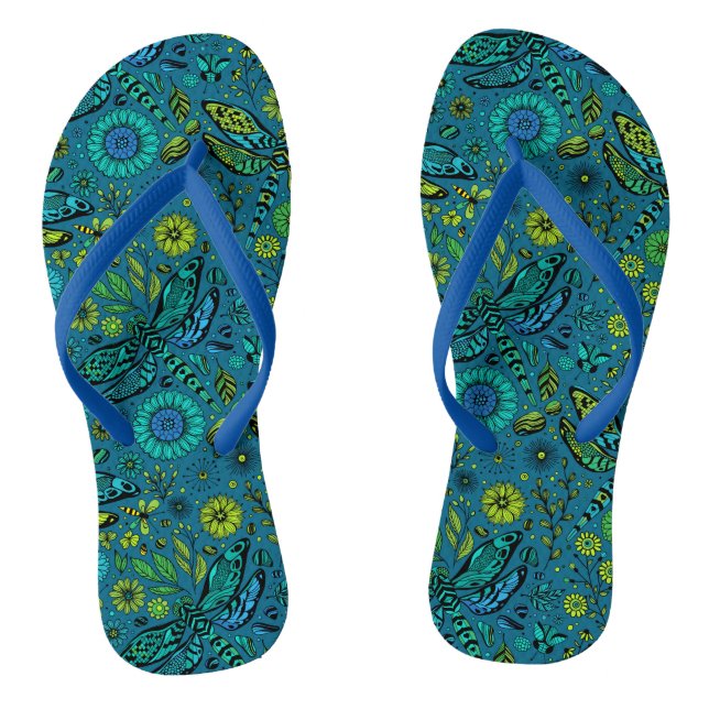 Chinelos Voe, voe libélula em azul (Pé da cama)