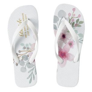 Chinelos Watercolor Floral Wedps Flipflops BRIDE Boho