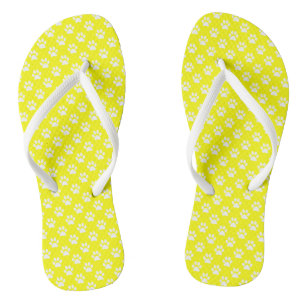 Chinelos White Animal Paw Prints on Yellow