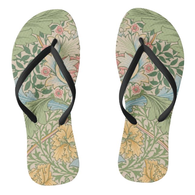 Chinelos William Morris Flor de Murta Floral Botânico (Pé da cama)