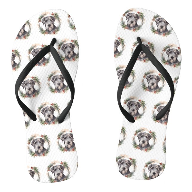 Chinelos Wolfhound Christmas Wreath Festivo Pup (Pé da cama)