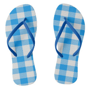 Chinelos Xadrez azul e branco