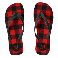 Xadrez de Búfalo Vermelho e Preto com Monograma