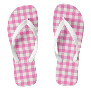 Chinelos Xadrez de Cottagecore Rosa Gingham
