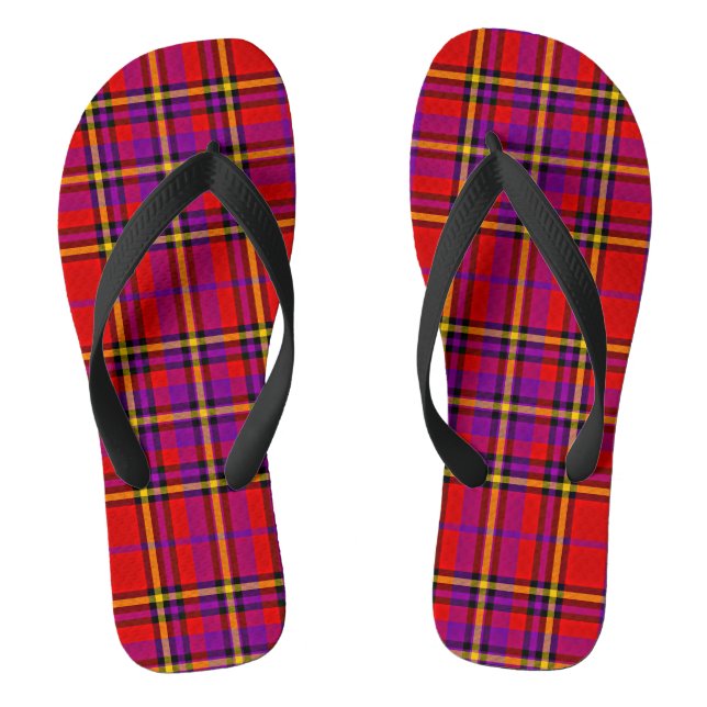 Chinelos Xadrez Red Tartan Swahili - Padrão Verificado - 54 (Pé da cama)